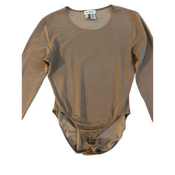 Vtg Ann Taylor 90s Brown Ribbed Bodysuit Size L Long Sleeve Minimalist - Picture 2 of 7